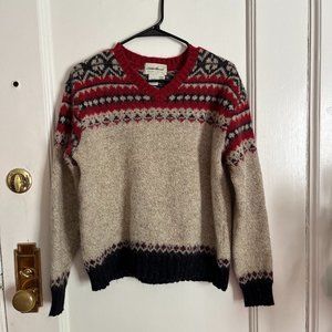 Eddie Bauer Red and Cream Sweater